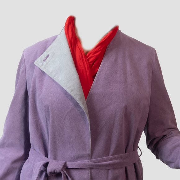 Vintage trench coat vegan suede by Montroy - Picture 9 of 15